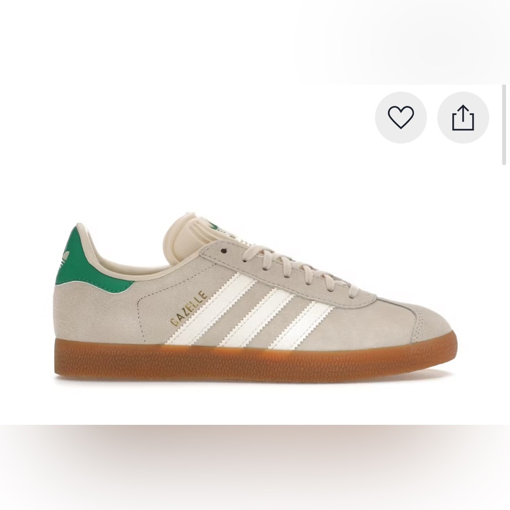 Adidas Gazelle Suede Sneakers in Wonder White Green Gum (Women's)